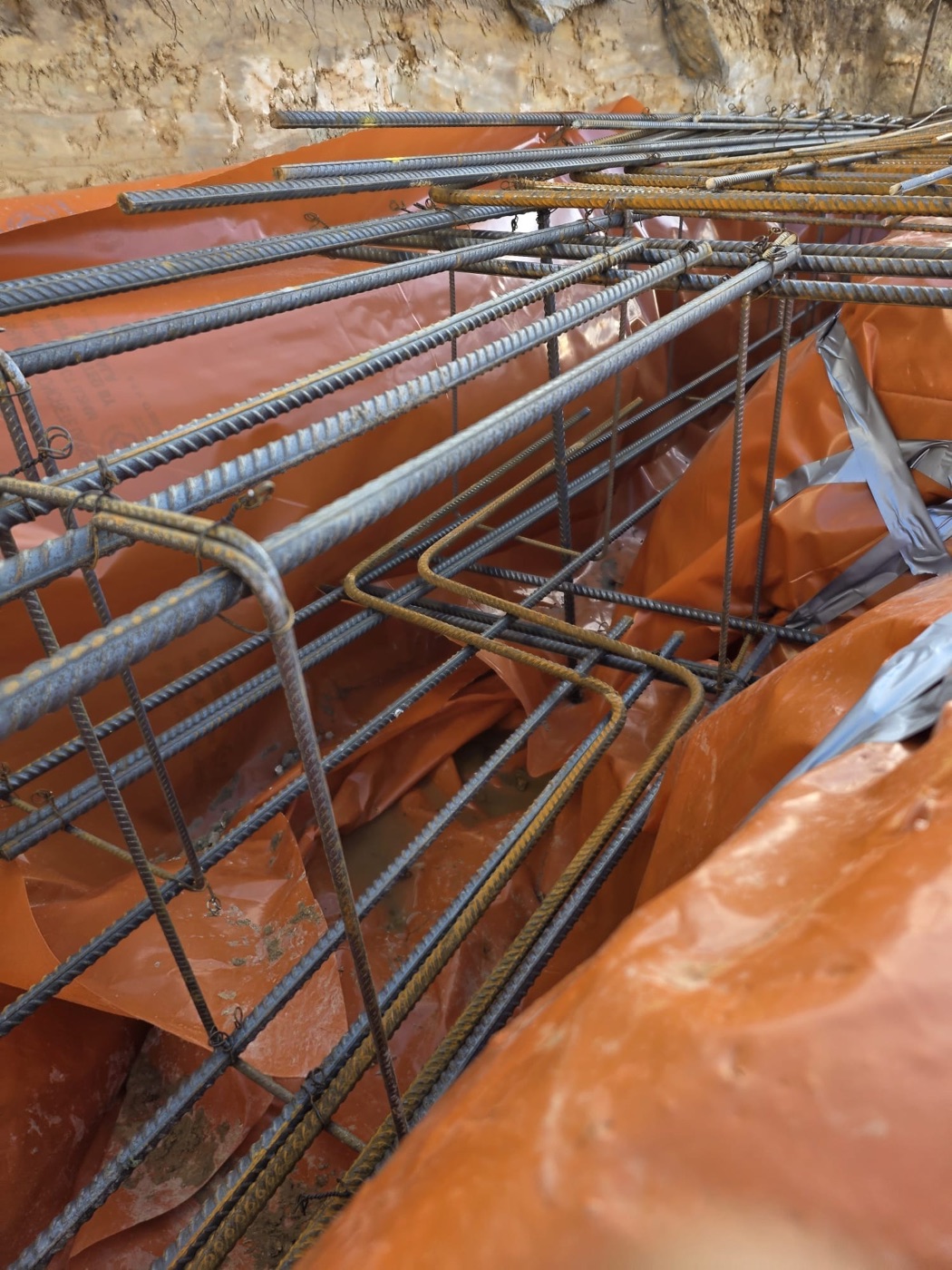 Close-up of detailed steel reinforcement work