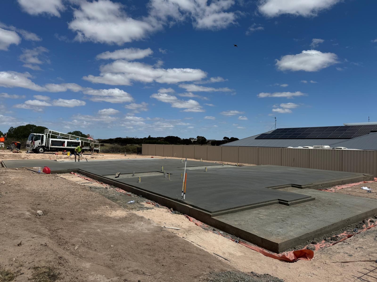 Large completed concrete footing slab