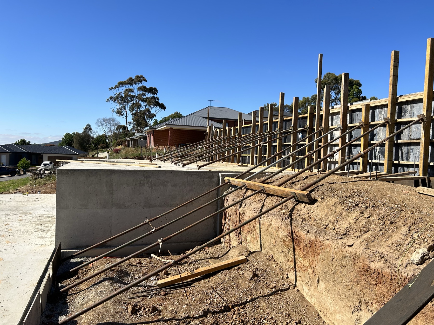 Complex split-level footing formwork on a sloped site